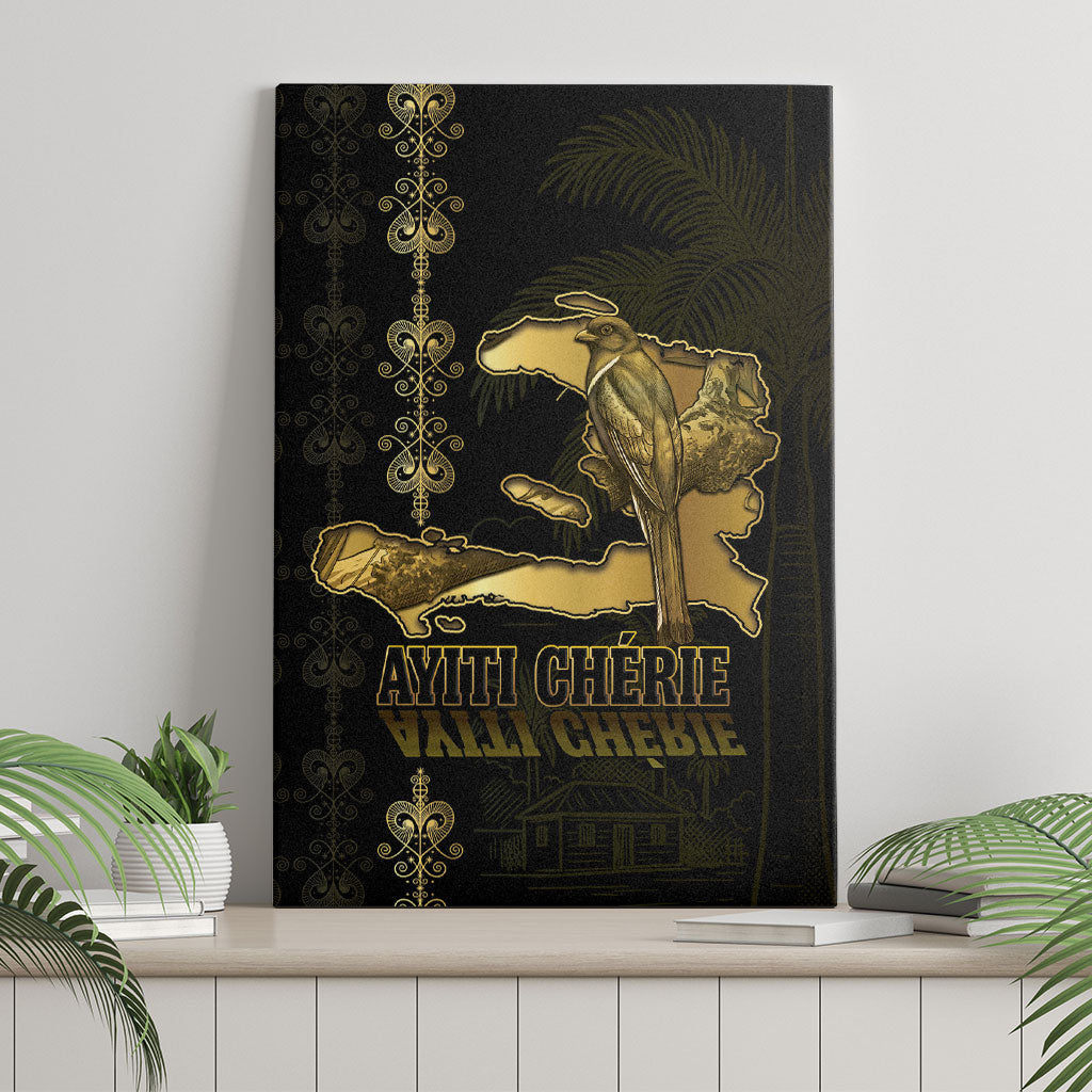 Afro-Haitians Ayiti Cherie Canvas Wall Art Haiti Map Kanson Wouj Veve Vodou