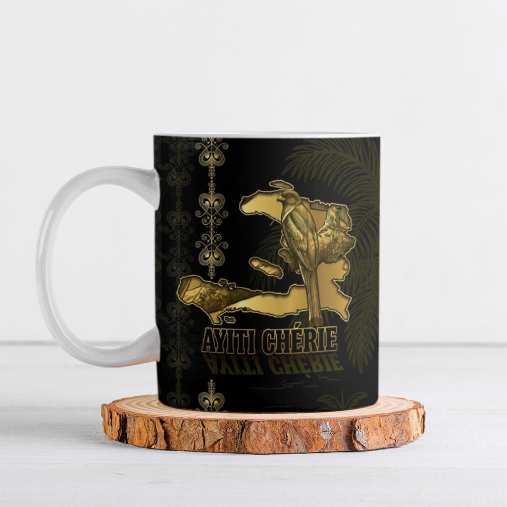 Afro-Haitians Ayiti Cherie Ceramic Mug Haiti Map Kanson Wouj Veve Vodou