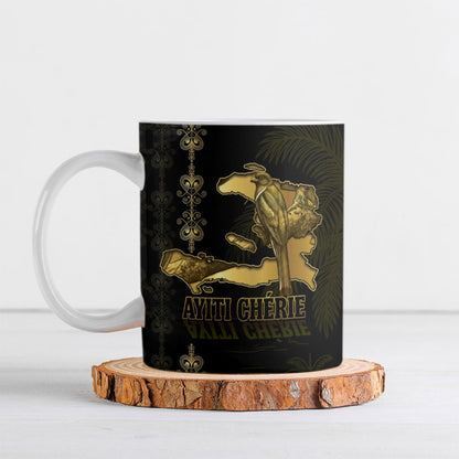 Afro-Haitians Ayiti Cherie Ceramic Mug Haiti Map Kanson Wouj Veve Vodou