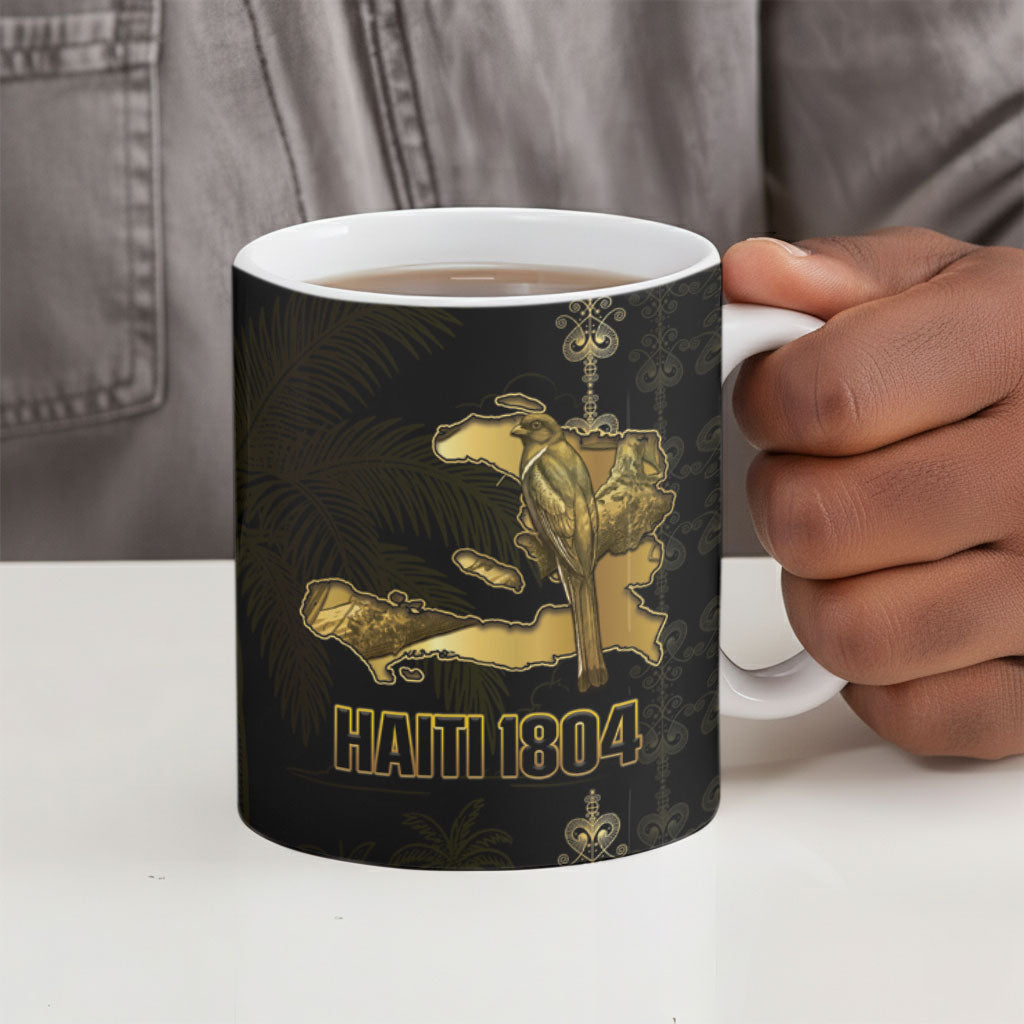 Afro-Haitians Ayiti Cherie Ceramic Mug Haiti Map Kanson Wouj Veve Vodou