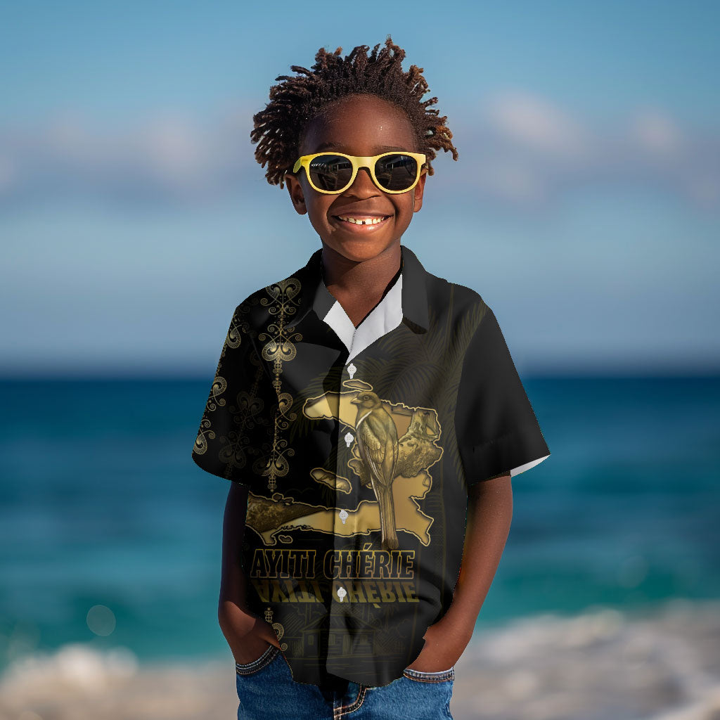 Afro-Haitians Ayiti Cherie Kid Hawaiian Shirt Haiti Map Kanson Wouj Veve Vodou