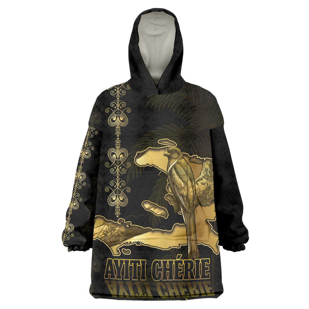 Afro-Haitians Ayiti Cherie Kid Wearable Blanket Hoodie Haiti Map Kanson Wouj Veve Vodou
