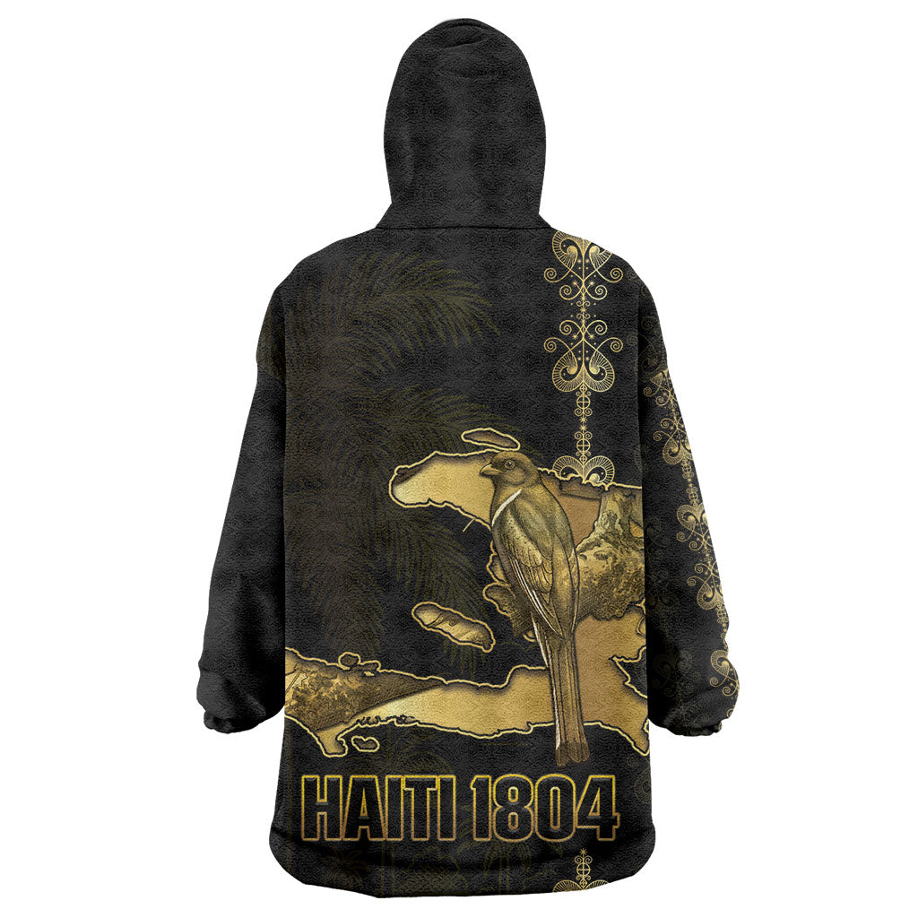 Afro-Haitians Ayiti Cherie Kid Wearable Blanket Hoodie Haiti Map Kanson Wouj Veve Vodou