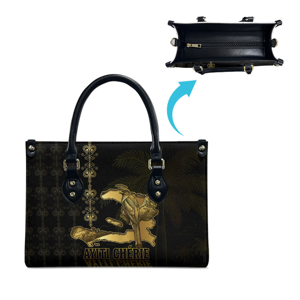 Afro-Haitians Ayiti Cherie Leather Bag Haiti Map Kanson Wouj Veve Vodou