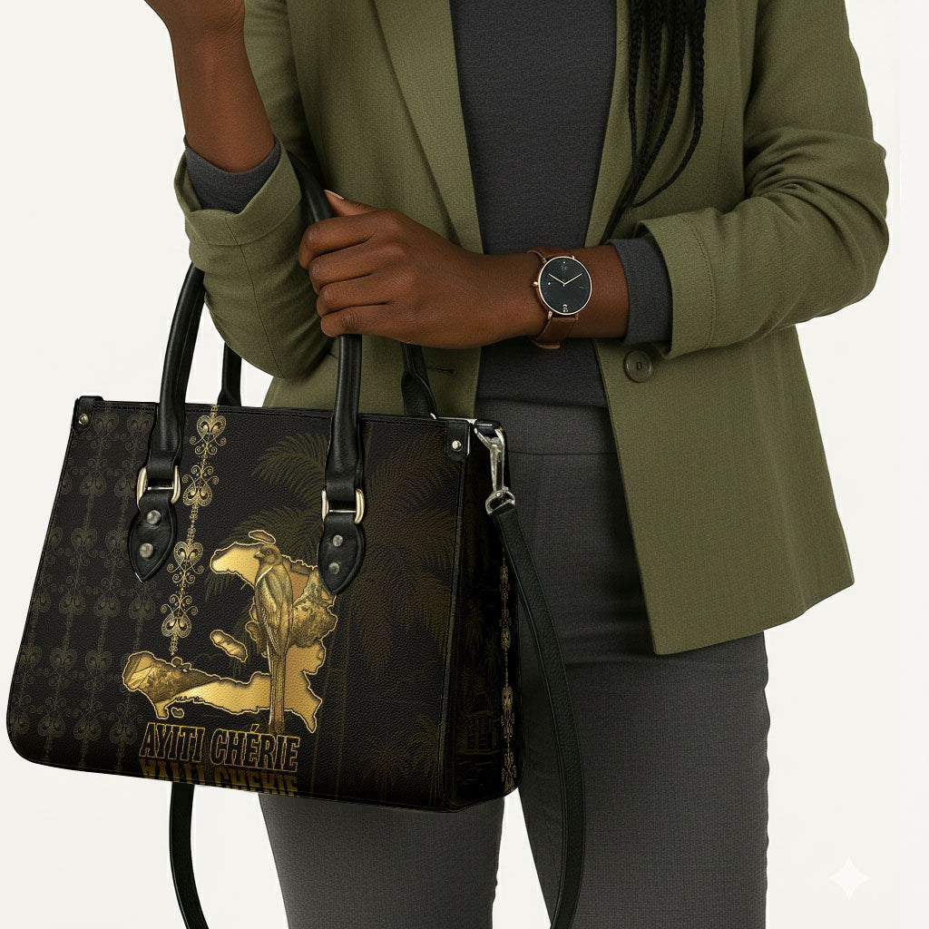 Afro-Haitians Ayiti Cherie Leather Bag Haiti Map Kanson Wouj Veve Vodou