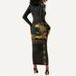 Afro-Haitians Ayiti Cherie Long Sleeve Bodycon Dress Haiti Map Kanson Wouj Veve Vodou