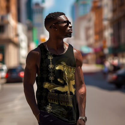 Afro-Haitians Ayiti Cherie Men Tank Top Haiti Map Kanson Wouj Veve Vodou