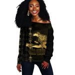 Afro-Haitians Ayiti Cherie Off Shoulder Sweater Haiti Map Kanson Wouj Veve Vodou