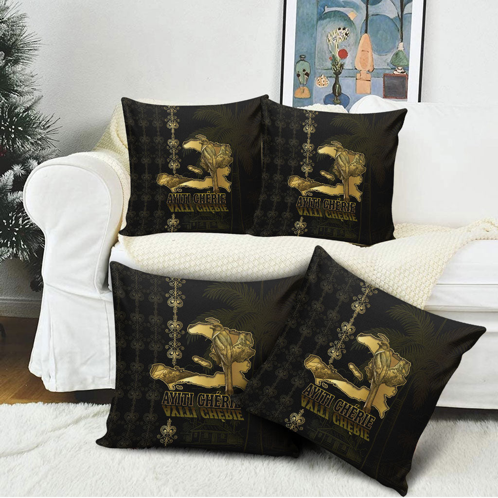Afro-Haitians Ayiti Cherie Pillow Cover Haiti Map Kanson Wouj Veve Vodou