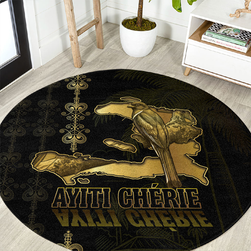 Afro-Haitians Ayiti Cherie Round Carpet Haiti Map Kanson Wouj Veve Vodou