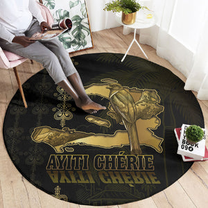 Afro-Haitians Ayiti Cherie Round Carpet Haiti Map Kanson Wouj Veve Vodou