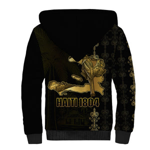 Afro-Haitians Ayiti Cherie Sherpa Hoodie Haiti Map Kanson Wouj Veve Vodou