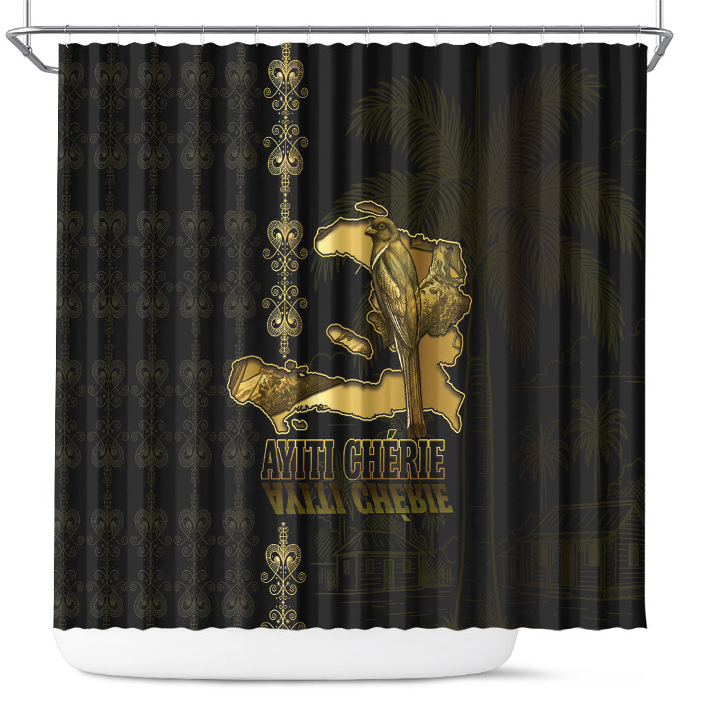 Afro-Haitians Ayiti Cherie Shower Curtain Haiti Map Kanson Wouj Veve Vodou