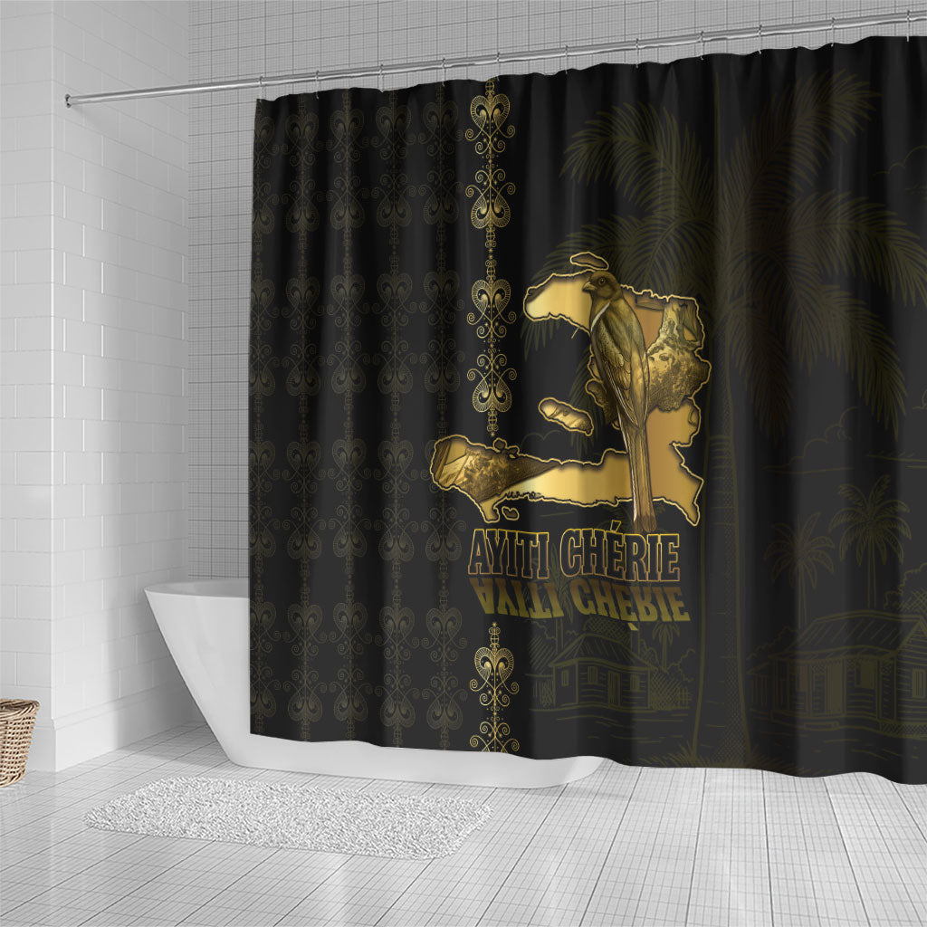 Afro-Haitians Ayiti Cherie Shower Curtain Haiti Map Kanson Wouj Veve Vodou
