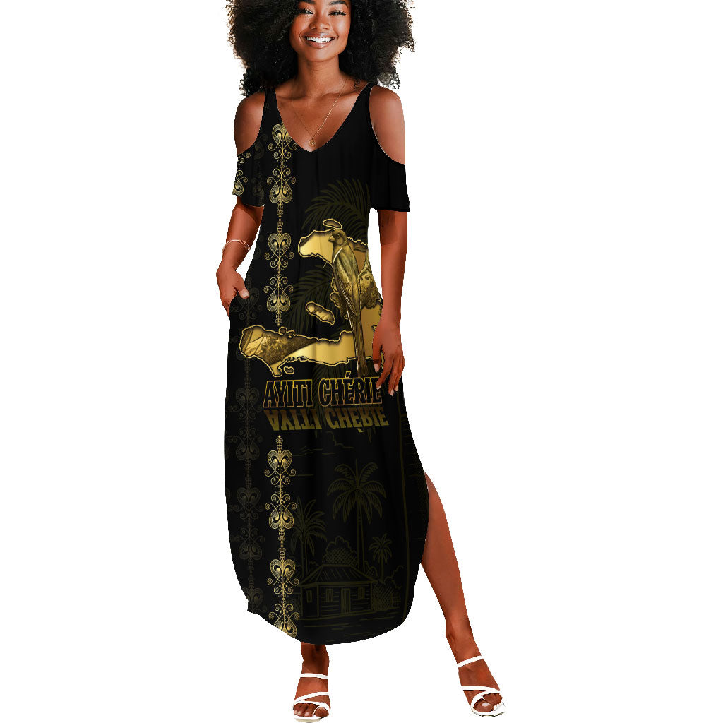 Afro-Haitians Ayiti Cherie Summer Maxi Dress Haiti Map Kanson Wouj Veve Vodou
