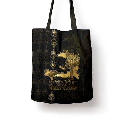 Afro-Haitians Ayiti Cherie Tote Bag Haiti Map Kanson Wouj Veve Vodou