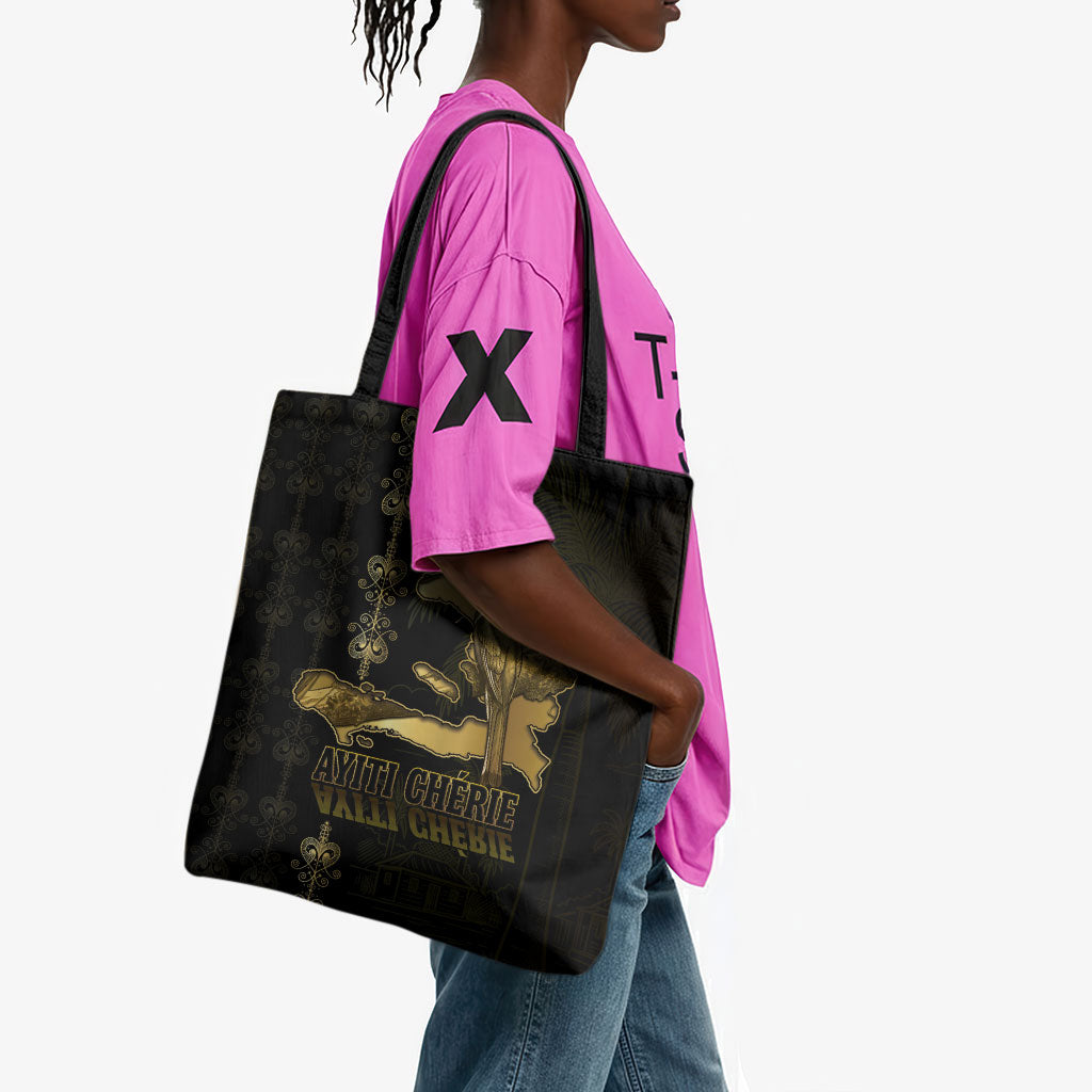 Afro-Haitians Ayiti Cherie Tote Bag Haiti Map Kanson Wouj Veve Vodou