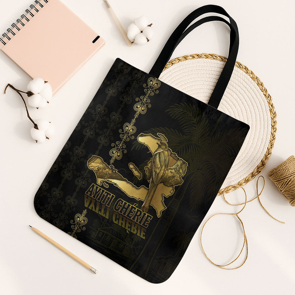 Afro-Haitians Ayiti Cherie Tote Bag Haiti Map Kanson Wouj Veve Vodou