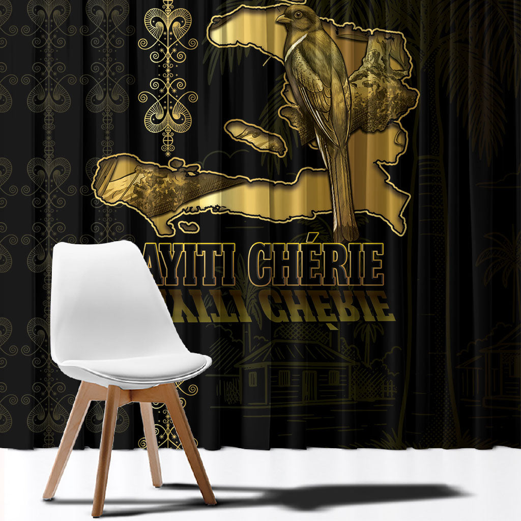 Afro-Haitians Ayiti Cherie Window Curtain Haiti Map Kanson Wouj Veve Vodou