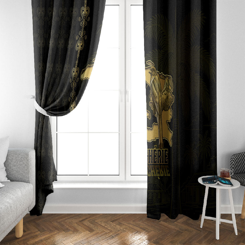 Afro-Haitians Ayiti Cherie Window Curtain Haiti Map Kanson Wouj Veve Vodou