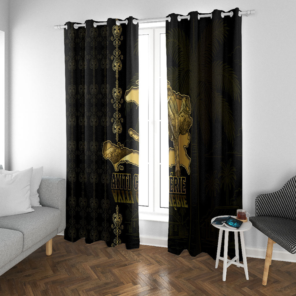 Afro-Haitians Ayiti Cherie Window Curtain Haiti Map Kanson Wouj Veve Vodou