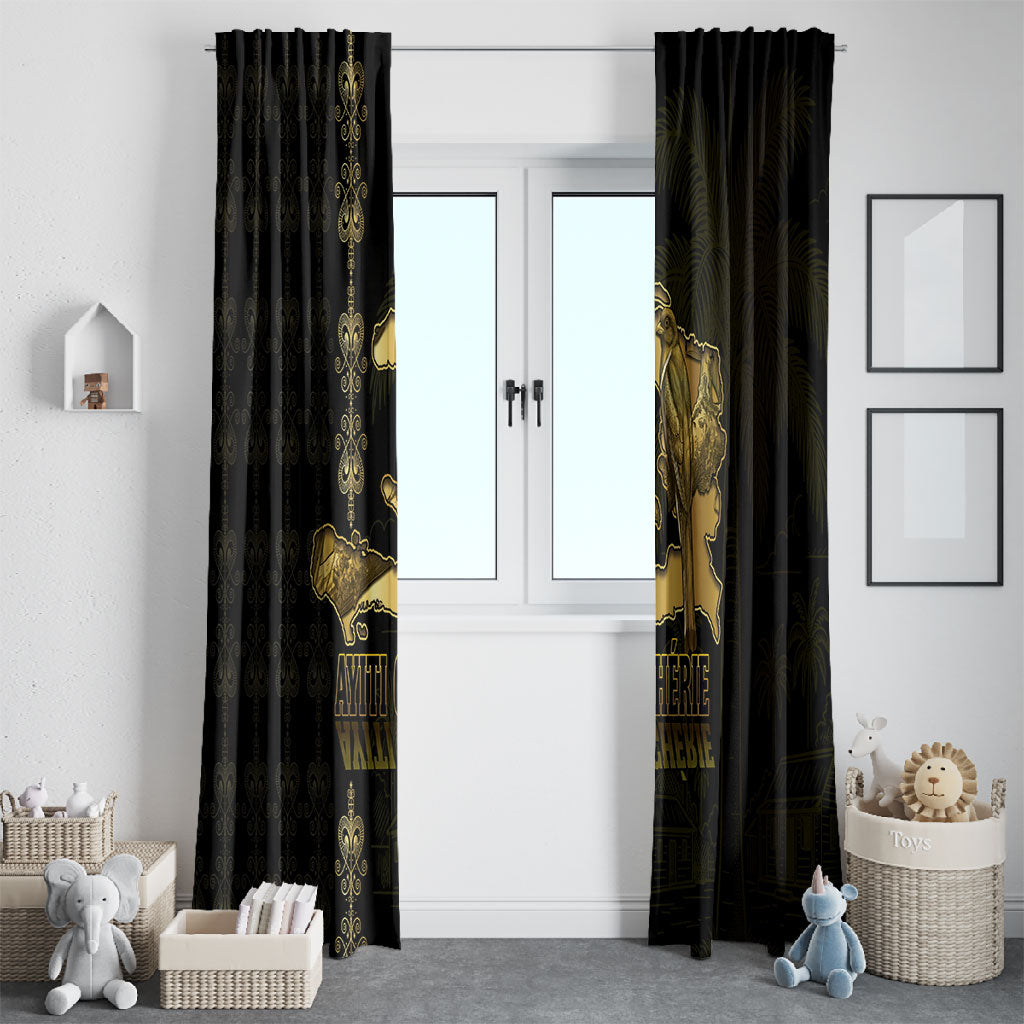 Afro-Haitians Ayiti Cherie Window Curtain Haiti Map Kanson Wouj Veve Vodou