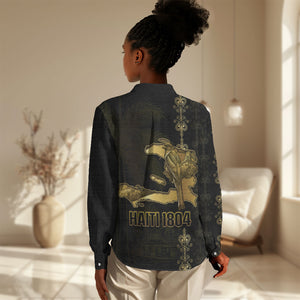 Afro-Haitians Ayiti Cherie Women Casual Shirt Haiti Map Kanson Wouj Veve Vodou