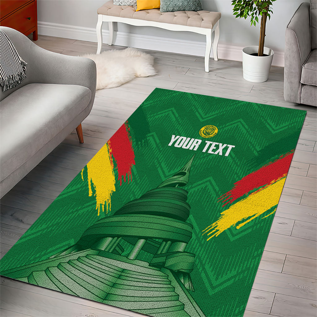 Cameroon Football Custom Area Rug Reunification Monument Les Lionnes Indomptables