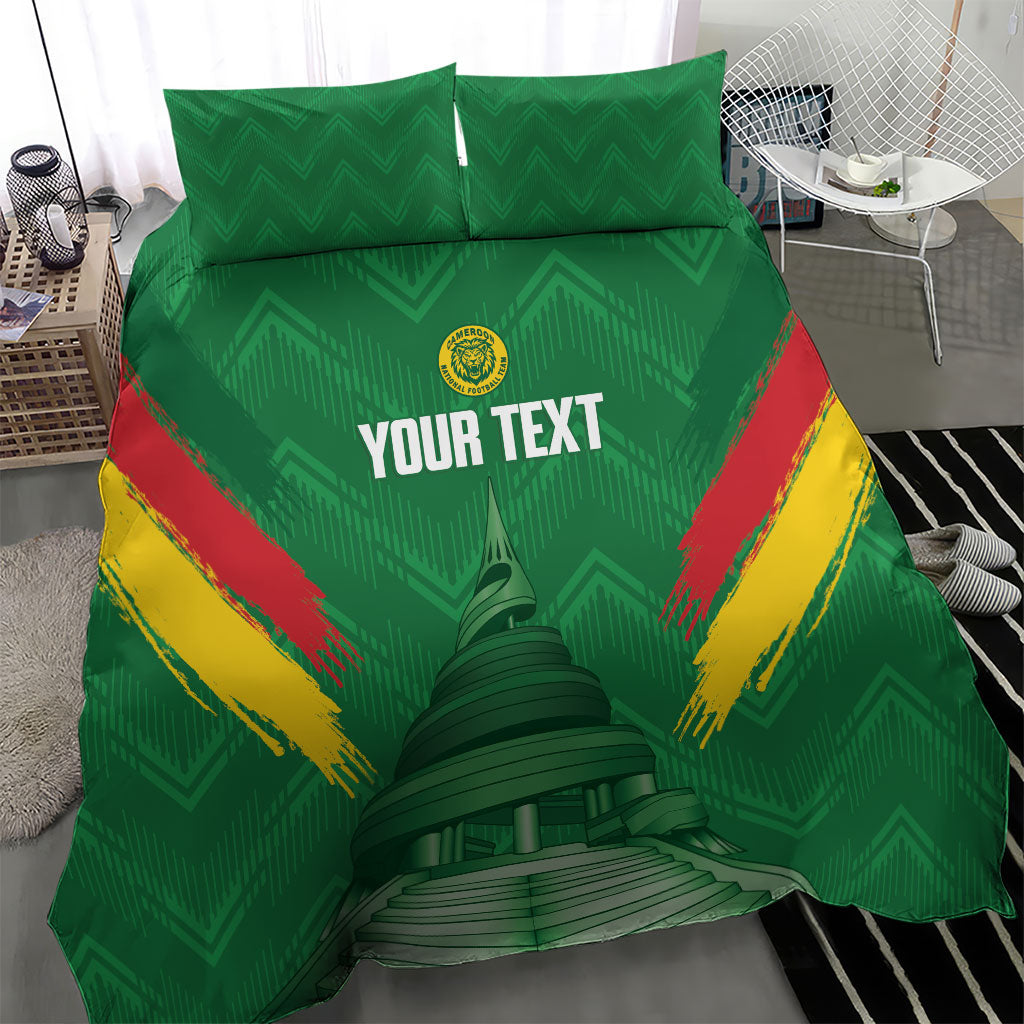 Cameroon Football Custom Bedding Set Reunification Monument Les Lionnes Indomptables