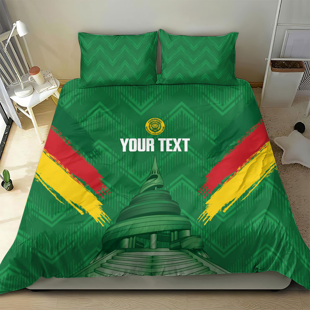 Cameroon Football Custom Bedding Set Reunification Monument Les Lionnes Indomptables