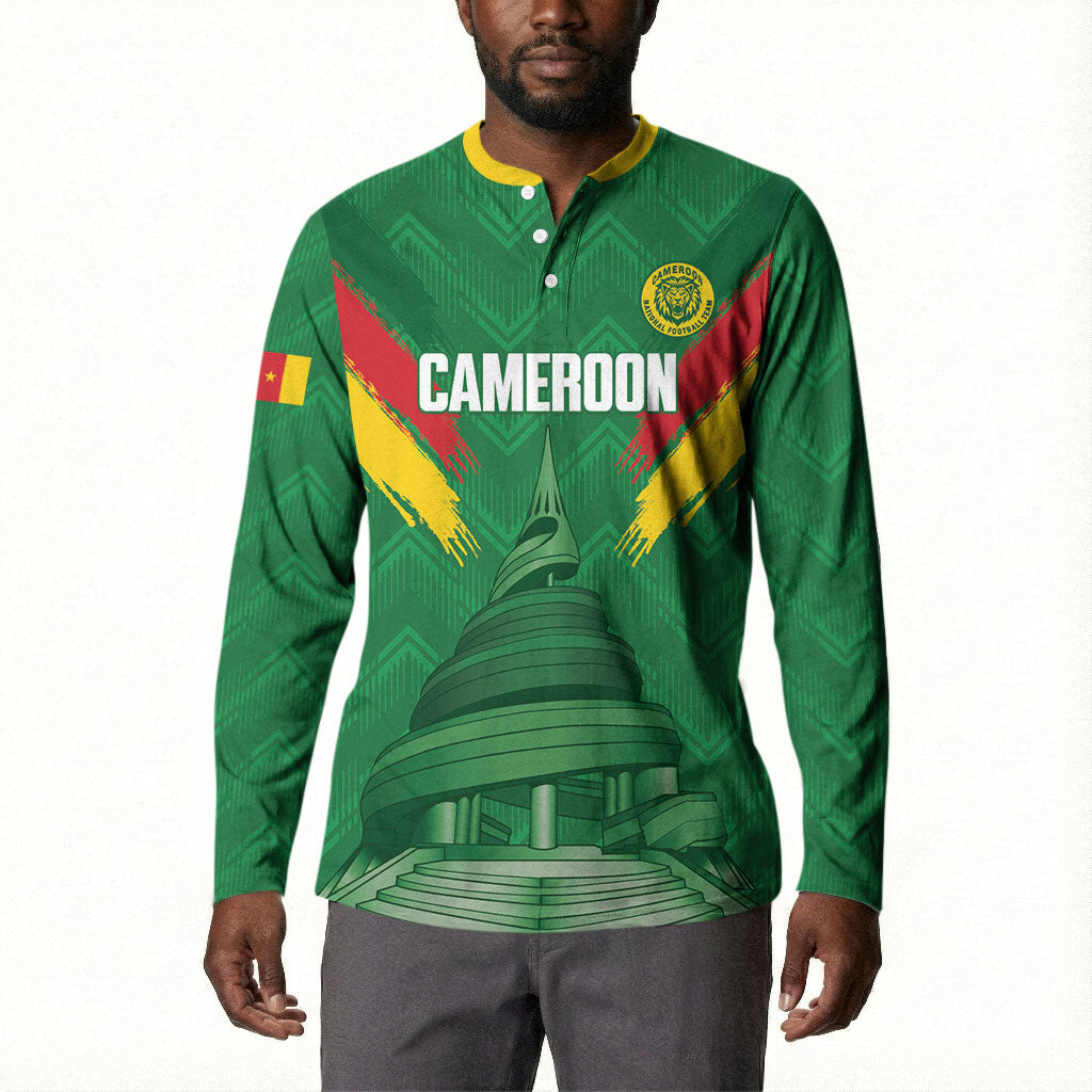 Cameroon Football Custom Button Sweatshirt Reunification Monument Les Lionnes Indomptables