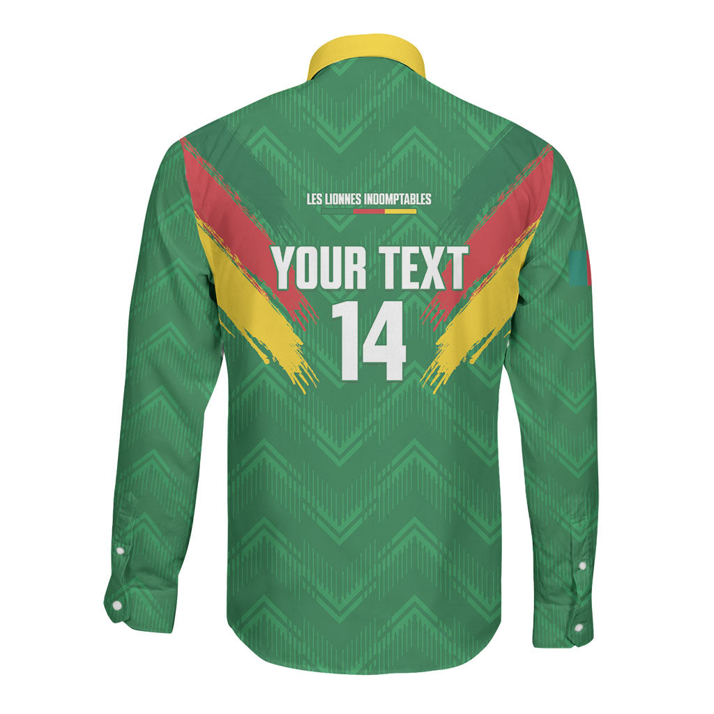 Cameroon Football Custom Long Sleeve Button Shirt Reunification Monument Les Lionnes Indomptables