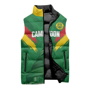 Cameroon Football Custom Sleeveless Puffer Jacket Reunification Monument Les Lionnes Indomptables