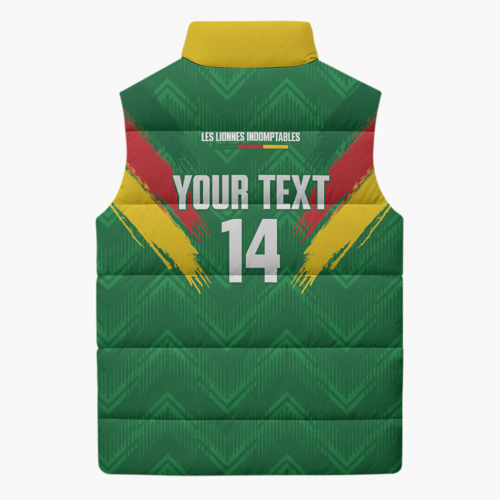 Cameroon Football Custom Sleeveless Puffer Jacket Reunification Monument Les Lionnes Indomptables