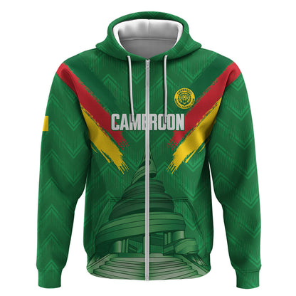 Cameroon Football Custom Zip Hoodie Reunification Monument Les Lionnes Indomptables
