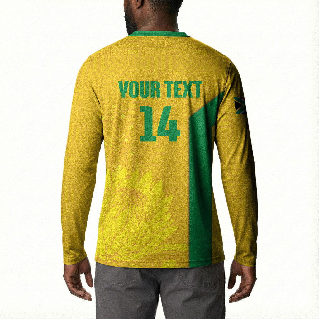 South Africa Soccer Custom Button Sweatshirt Banyana Banyana Protea Yellow Version