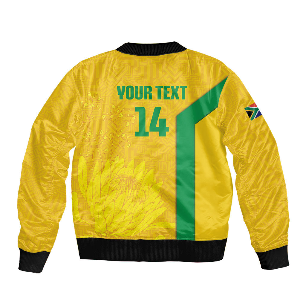 South Africa Soccer Custom Sleeve Zip Bomber Jacket Banyana Banyana Protea Yellow Version