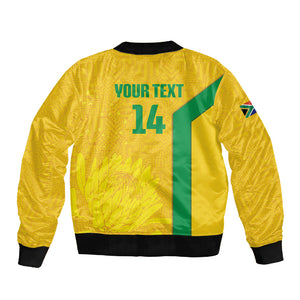 South Africa Soccer Custom Sleeve Zip Bomber Jacket Banyana Banyana Protea Yellow Version