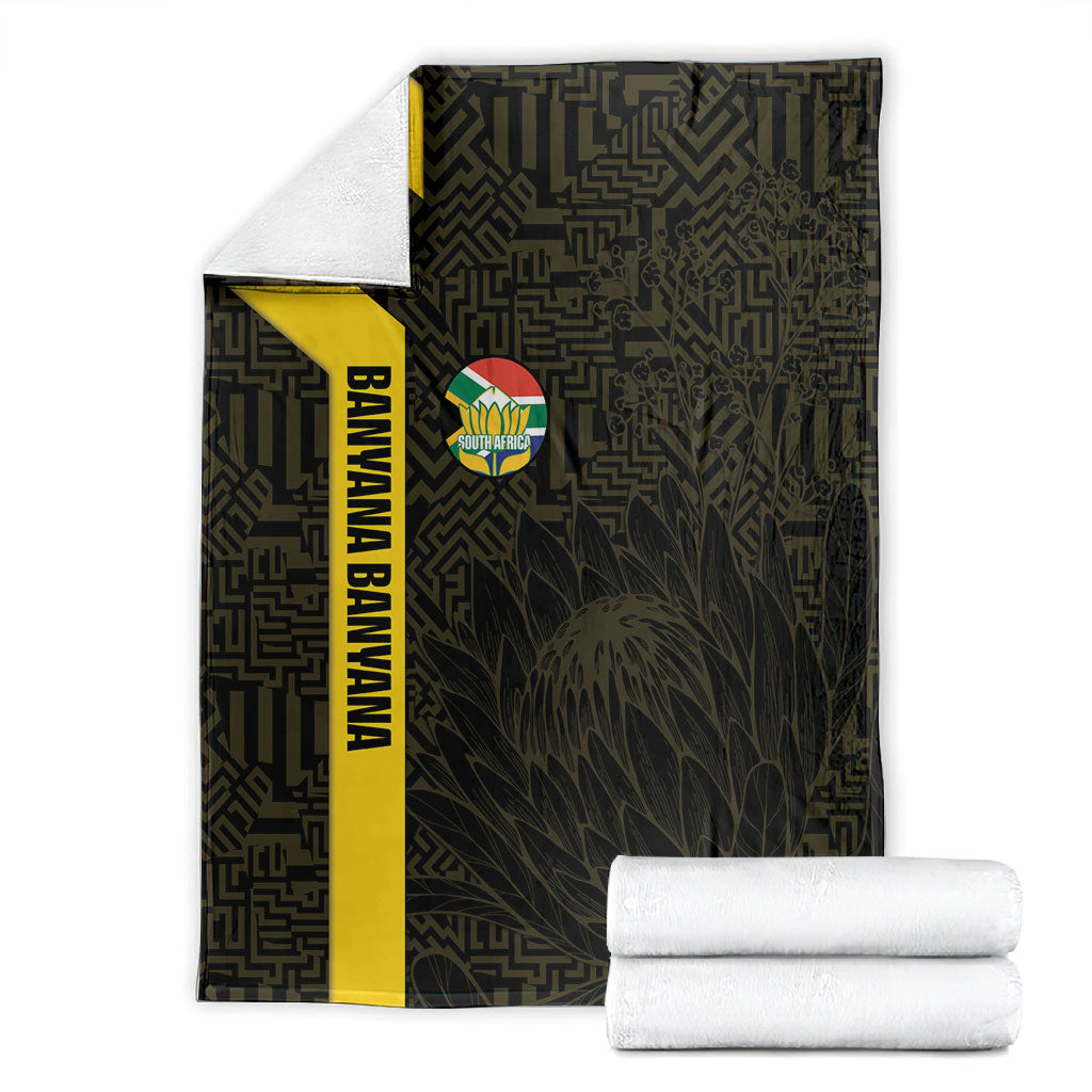 South Africa Soccer Blanket Banyana Banyana Protea Black Version
