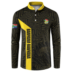 South Africa Soccer Custom Button Sweatshirt Banyana Banyana Protea Black Version