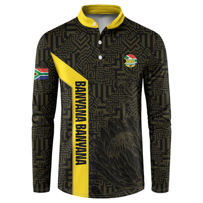 South Africa Soccer Custom Button Sweatshirt Banyana Banyana Protea Black Version