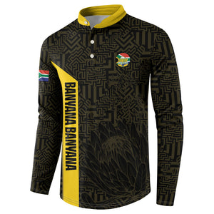 South Africa Soccer Custom Button Sweatshirt Banyana Banyana Protea Black Version