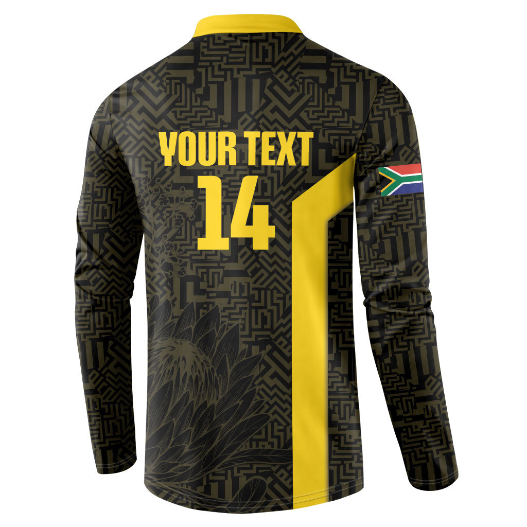 South Africa Soccer Custom Button Sweatshirt Banyana Banyana Protea Black Version