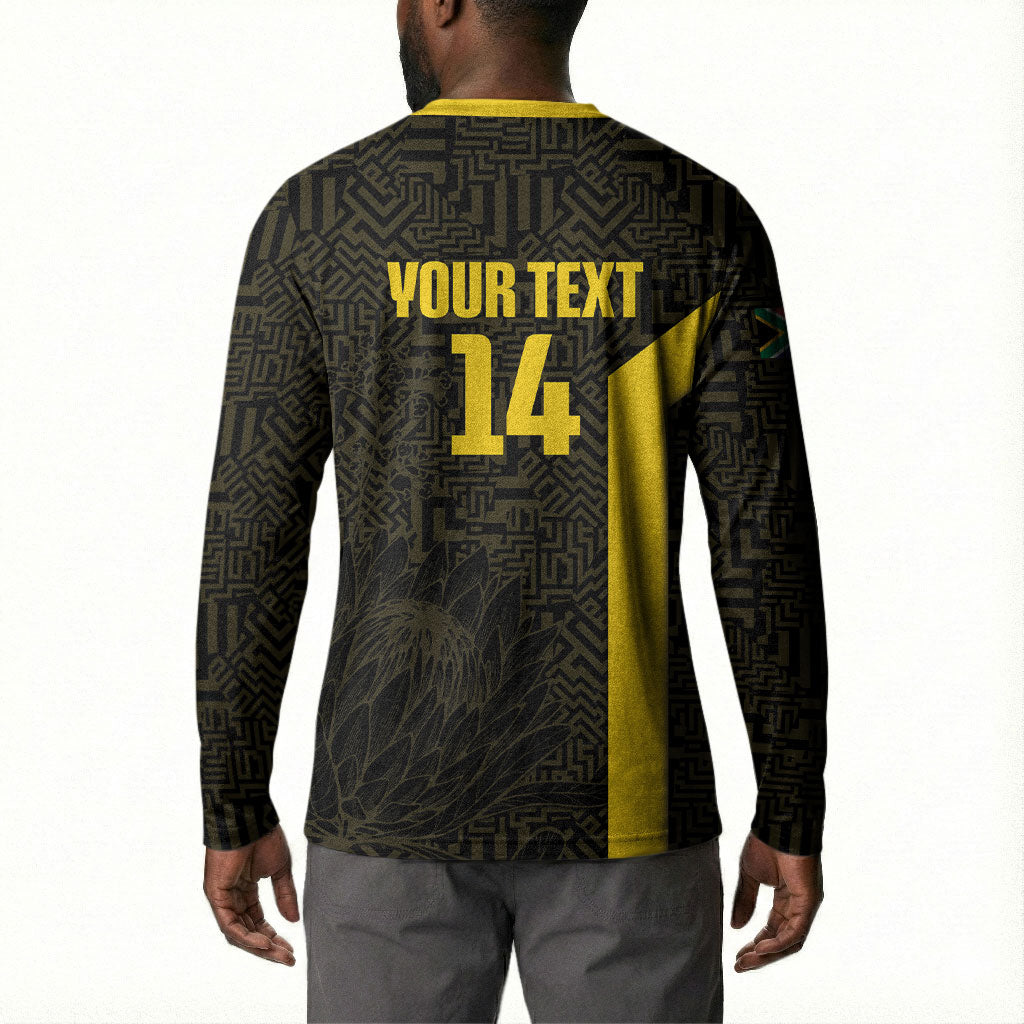 South Africa Soccer Custom Button Sweatshirt Banyana Banyana Protea Black Version