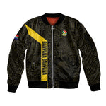 South Africa Soccer Custom Sleeve Zip Bomber Jacket Banyana Banyana Protea Black Version
