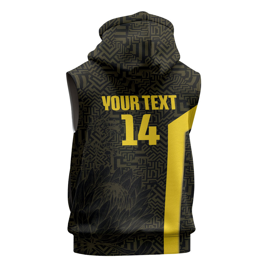 South Africa Soccer Custom Sleeveless Zip Hoodie Banyana Banyana Protea Black Version