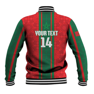 Morocco Football Custom Baseball Jacket Atlas Lionesses Moroccan Folk Pattern