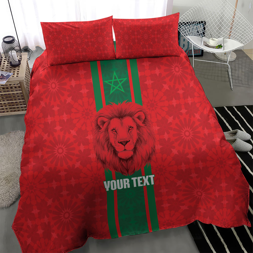 Morocco Football Custom Bedding Set Atlas Lionesses Moroccan Folk Pattern