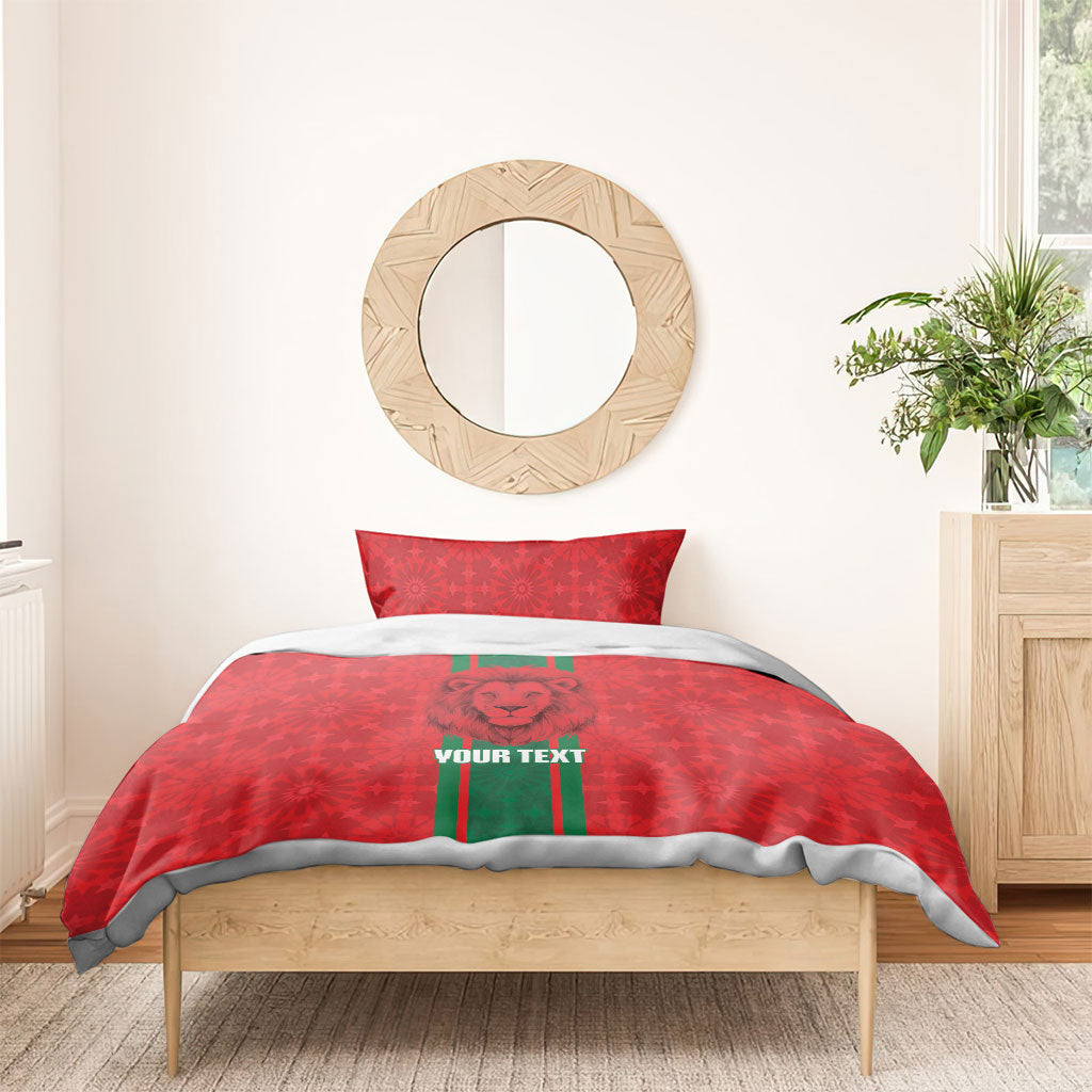 Morocco Football Custom Bedding Set Atlas Lionesses Moroccan Folk Pattern