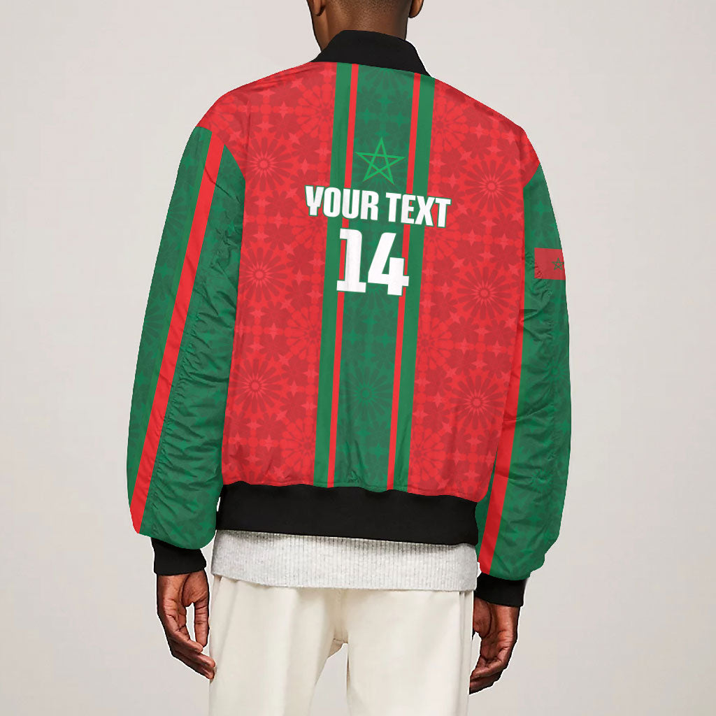 Morocco Football Custom Bomber Jacket Atlas Lionesses Moroccan Folk Pattern